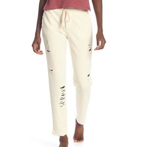 ALO Yoga Distressed Knit Sweatpants NWT Ivory